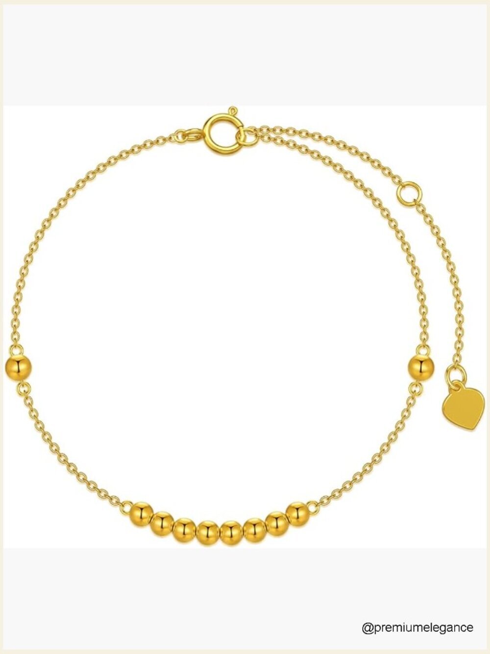 Solid Gold Bead Ball Bracelet with Thick Cable Chain - 14K Yellow Gold,